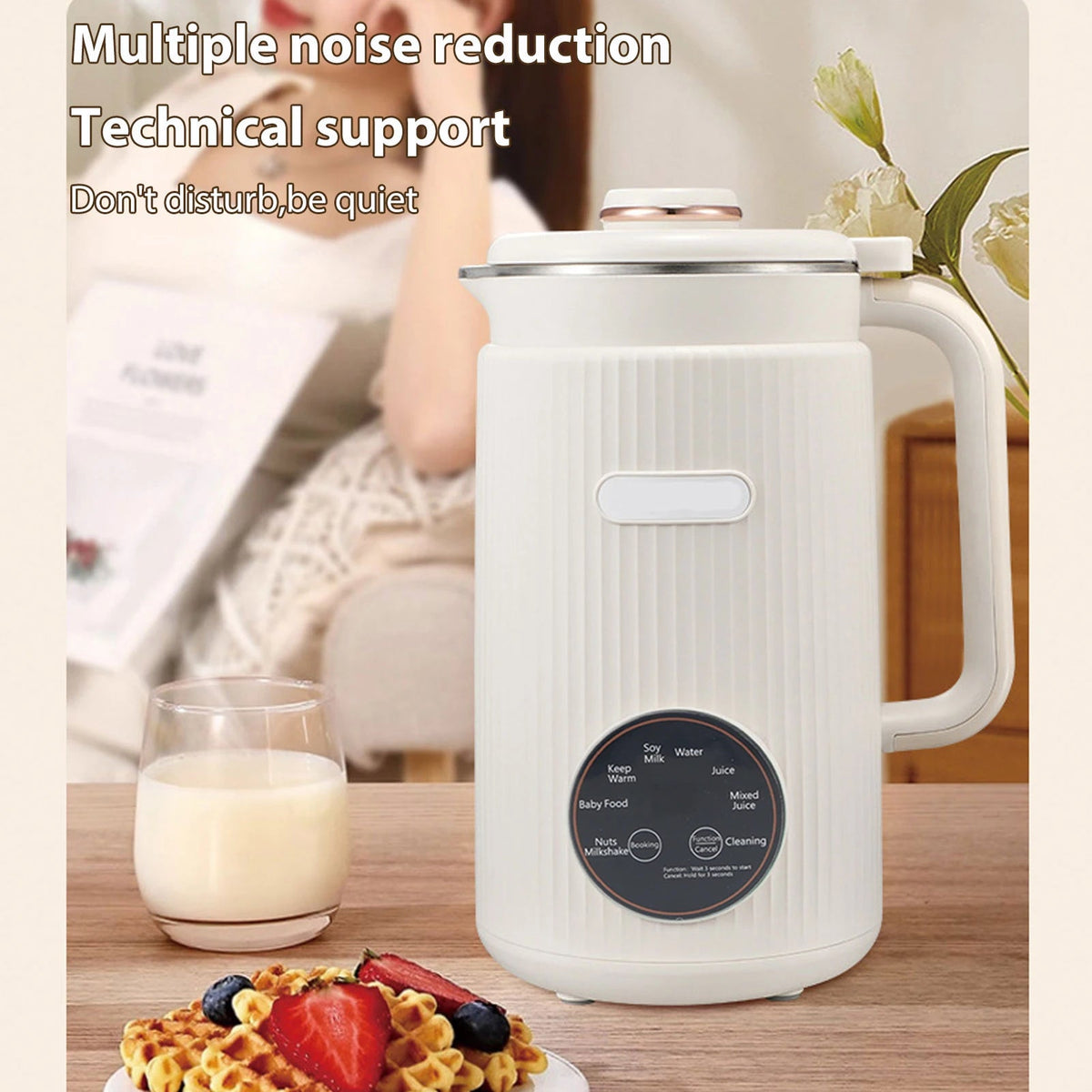 【New】Programmable Blender with Digital Display 12 Stainless Steel Blades Auto Cleaning 8H Keep Warm Function for Almond Milk