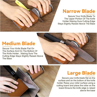Rolling Knife Sharpener Double Sided Diamond Sharpening Stone 15/20° Degree Magnetic Angle Roller Sharpening for Kitchen Knives